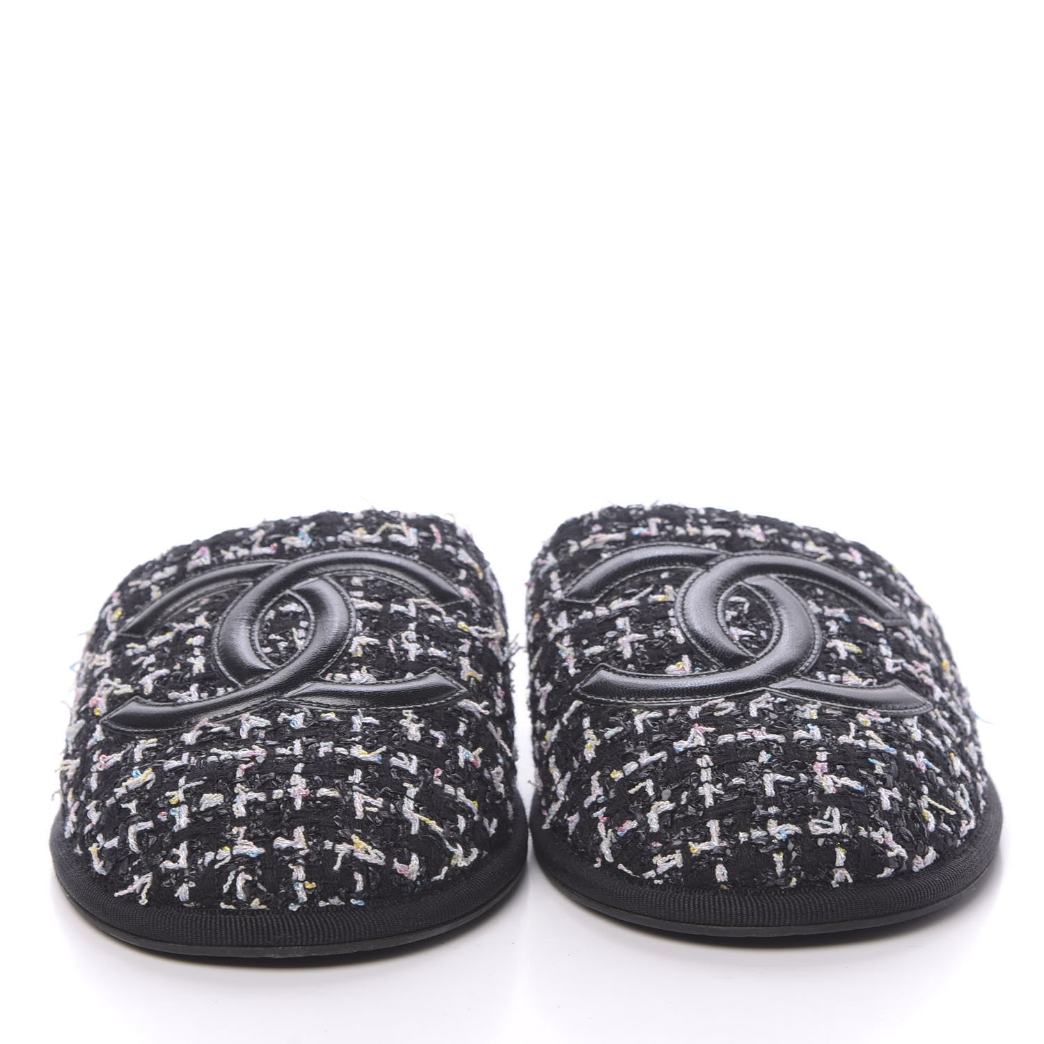 Chanel Tweed CC Flat Mules M Black 2 of 9
