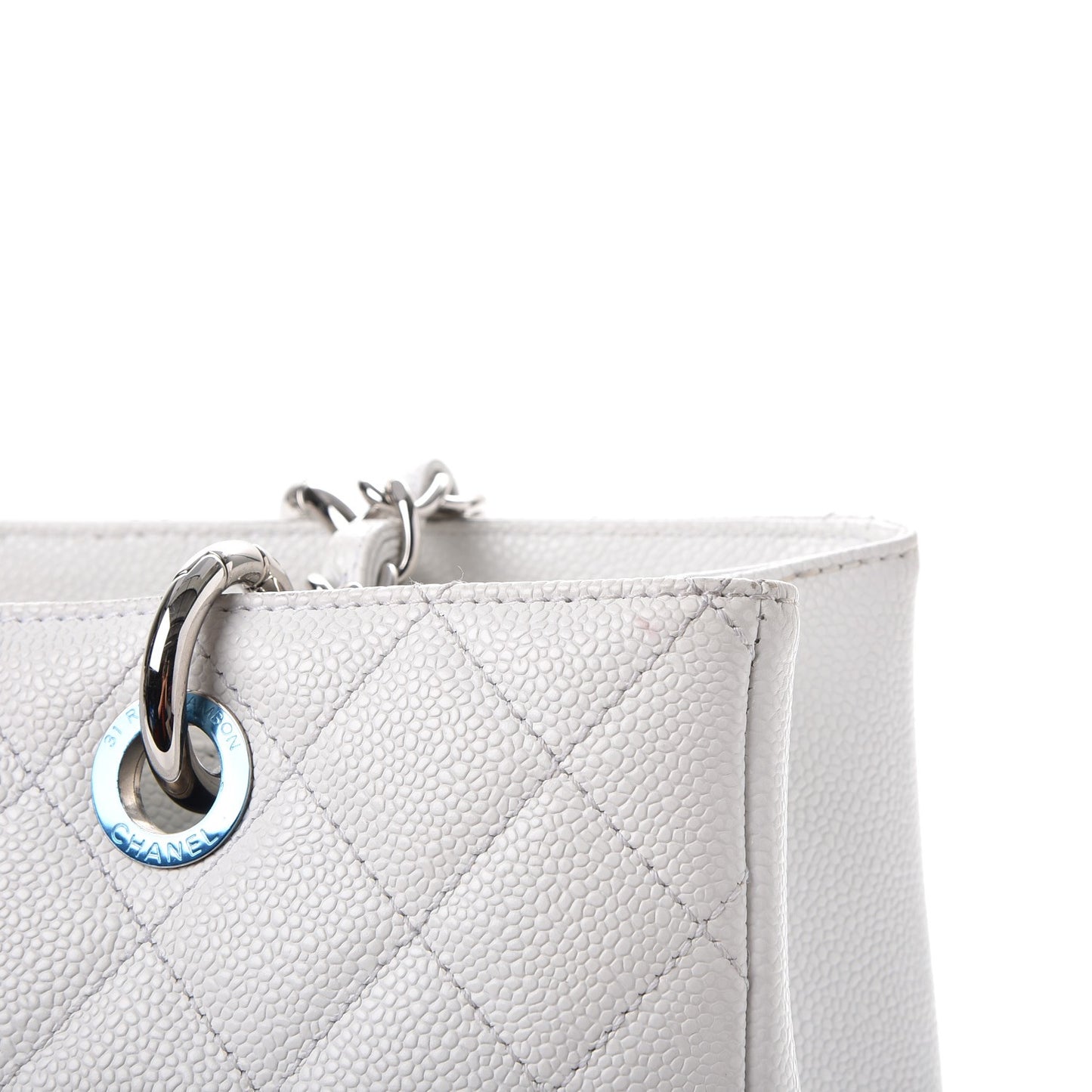 Caviar Quilted Grand Shopping Tote GST White