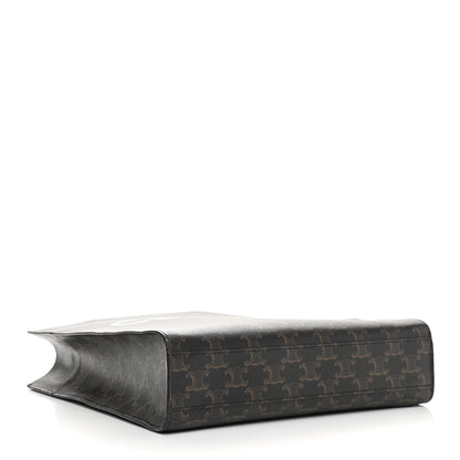 Celine Triomphe Canvas Calfskin Small Vertical Cabas Tan 4 of 9