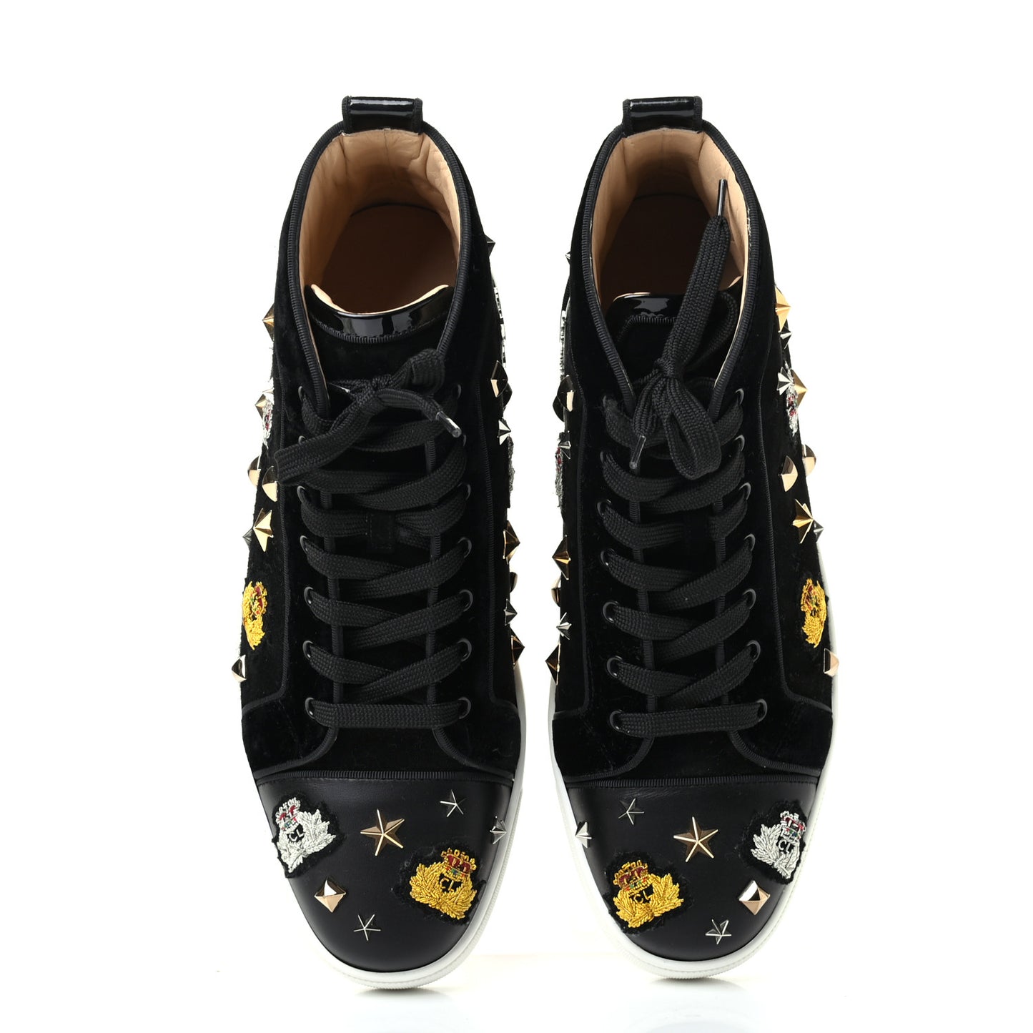 Veau Velours Velvet Patent Calfskin Mens Loubacademia Flat Sneakers 41.5 Black
