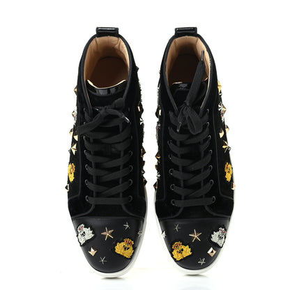 Christian Louboutin Veau Velours Velvet Patent Calfskin Mens Loubacademia Flat Sneakers 41.5 Black 6 of 9