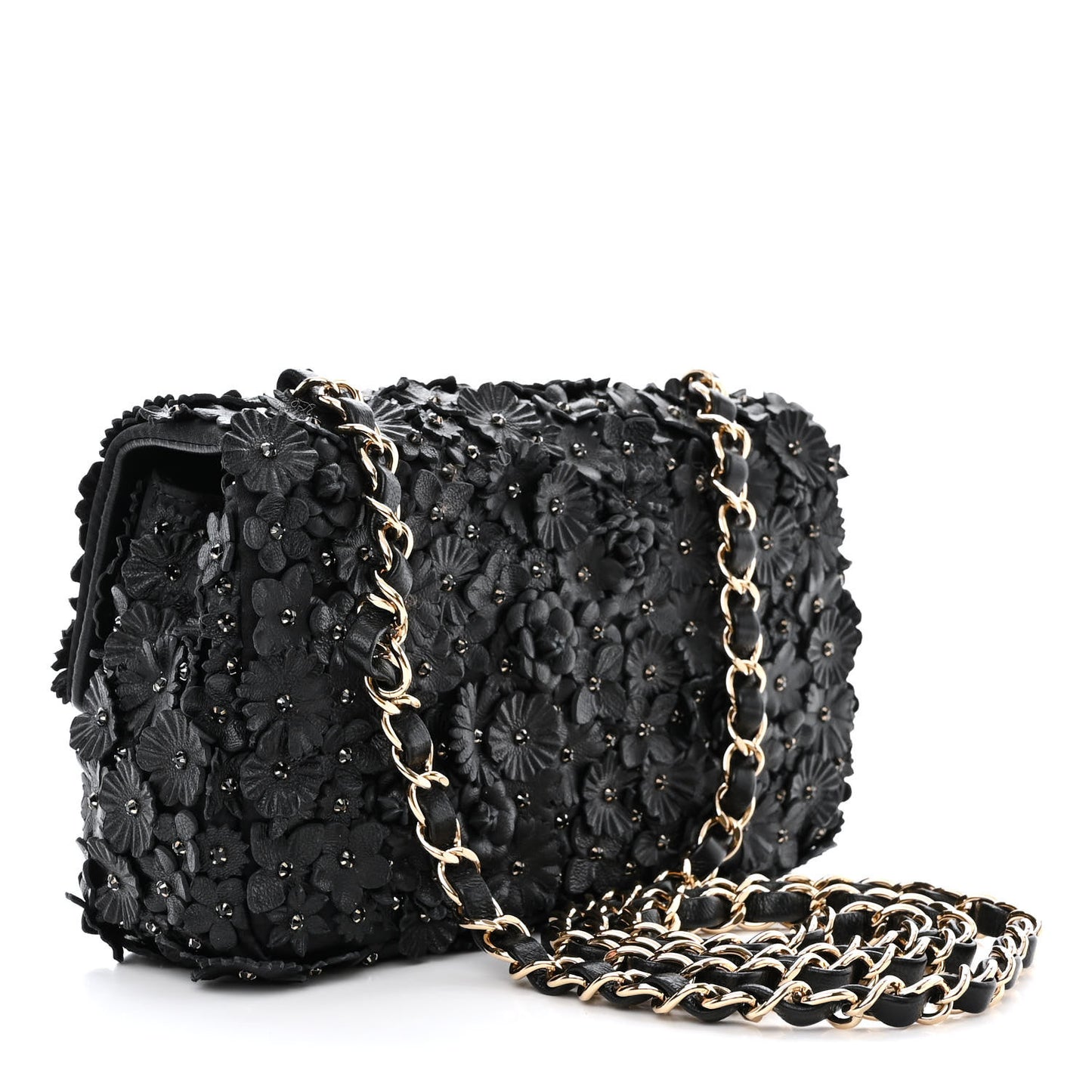 Lambskin Small Camellia Flap Black