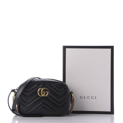 Gucci Calfskin Matelasse Mini GG Marmont Chain Shoulder Bag Black 10 of 10
