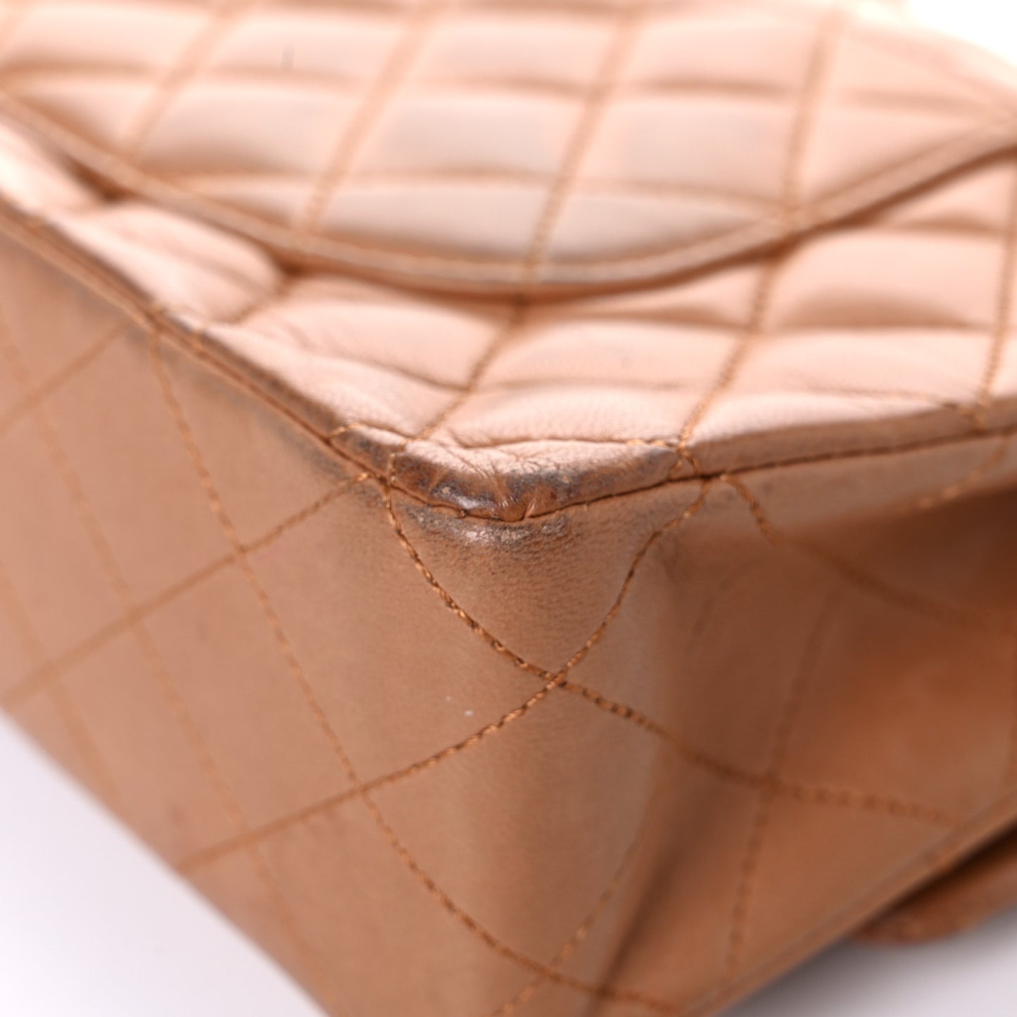 Lambskin Quilted Medium Double Flap Brown