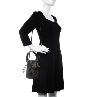 Fendi Vitello Liberty F is Fendi Bi-Color FF 1974 Embossed Mini Mon Tresor Bucket Bag Maya Black 2 of 7