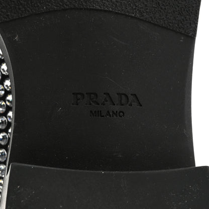 Prada Satin Crystal Metal Triangle Logo 50mm Loafers 38 Cristal 8 of 9