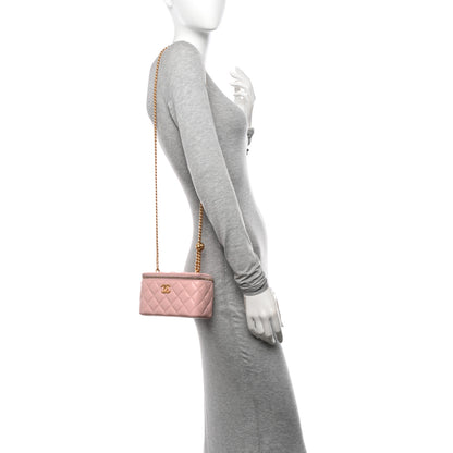 Chanel Lambskin Quilted Sweet Camellia Small Vanity Case With Chain Pink 2 of 12