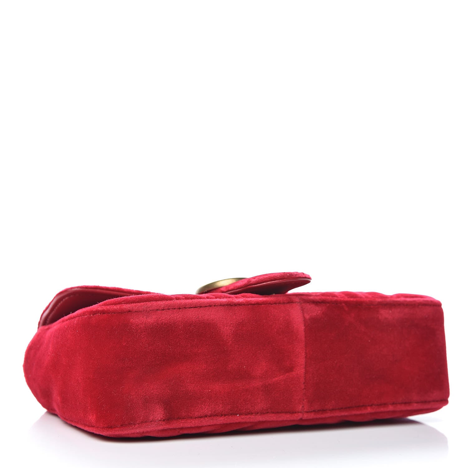 Gucci Velvet Matelasse Mini GG Marmont Shoulder Bag Hibiscus Red 4 of 10