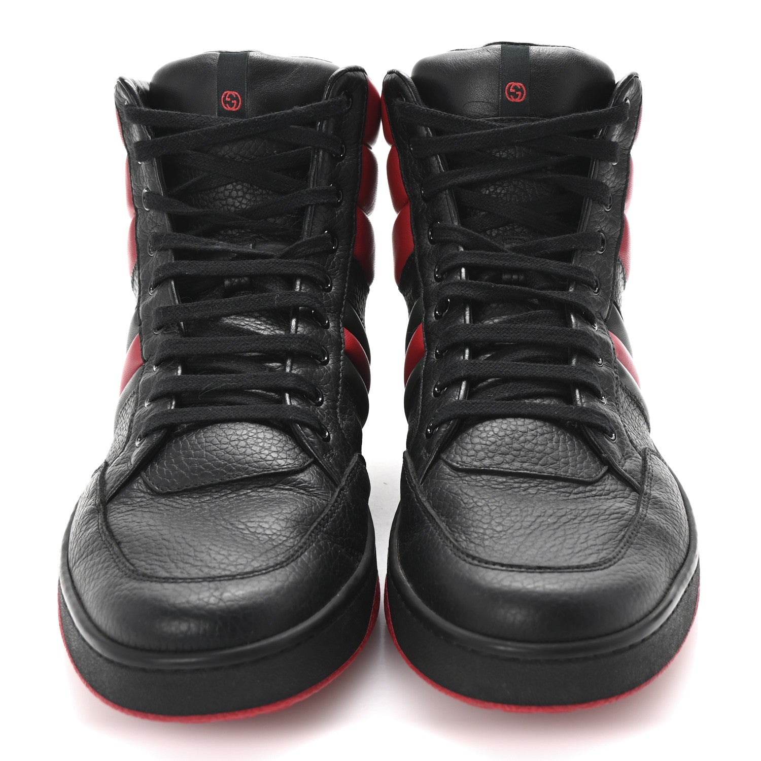 Gucci Calfskin Web Mens High Top Sneakers 11 Black Red Green 3 of 10