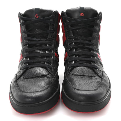 Gucci Calfskin Web Mens High Top Sneakers 11 Black Red Green 3 of 10