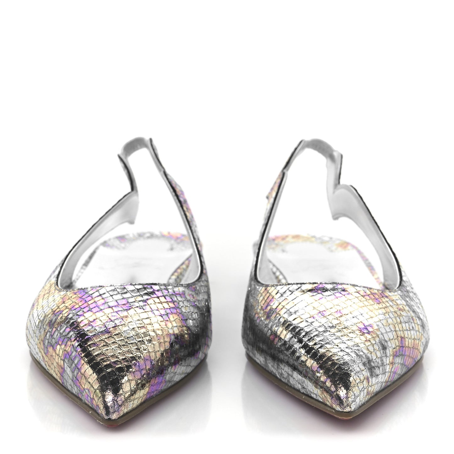 Metallic Snakeskin Embossed Hot Chickita Slingback Flats 37.5 Multicolor