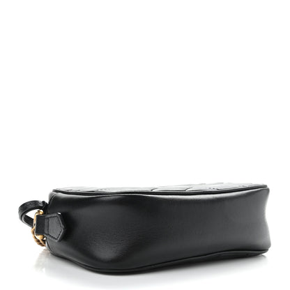Gucci Calfskin Matelasse Mini GG Marmont Chain Shoulder Bag Black 3 of 11