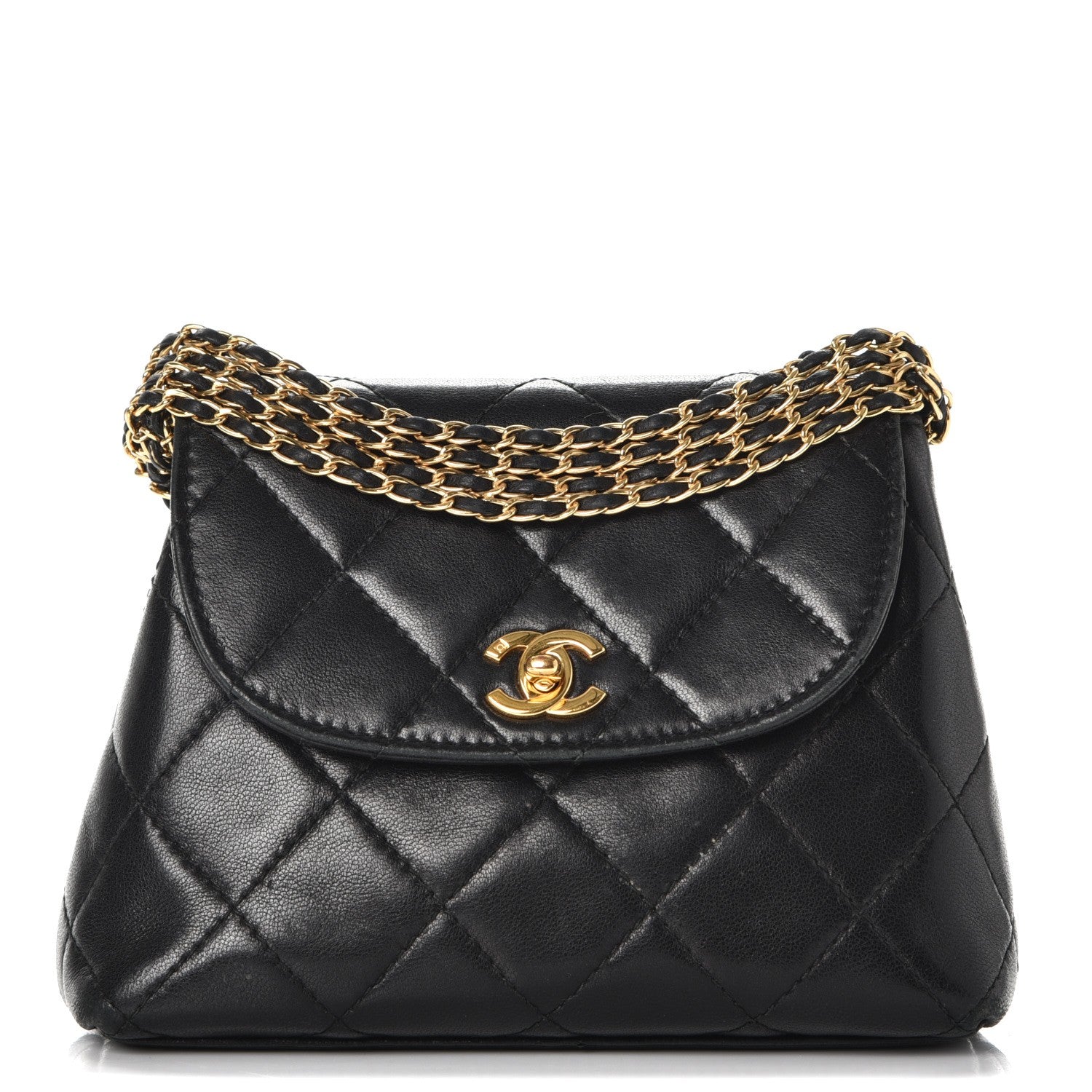 Chanel Lambskin Quilted 4 Chain Mini Flap Black 1 of 11