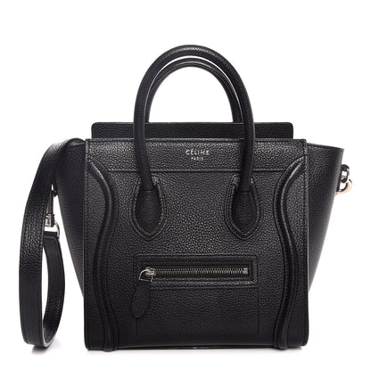 Celine Drummed Calfskin Nano Luggage Black 1 of 8