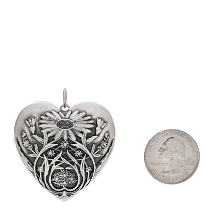Tiffany Sterling Silver Large Ziegfeld Daisy Heart Locket Pendant 2 of 6