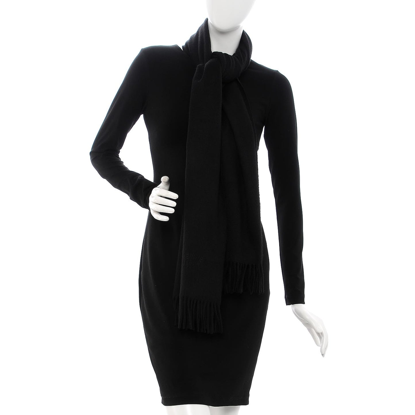Cashmere Broderie Scarf Black
