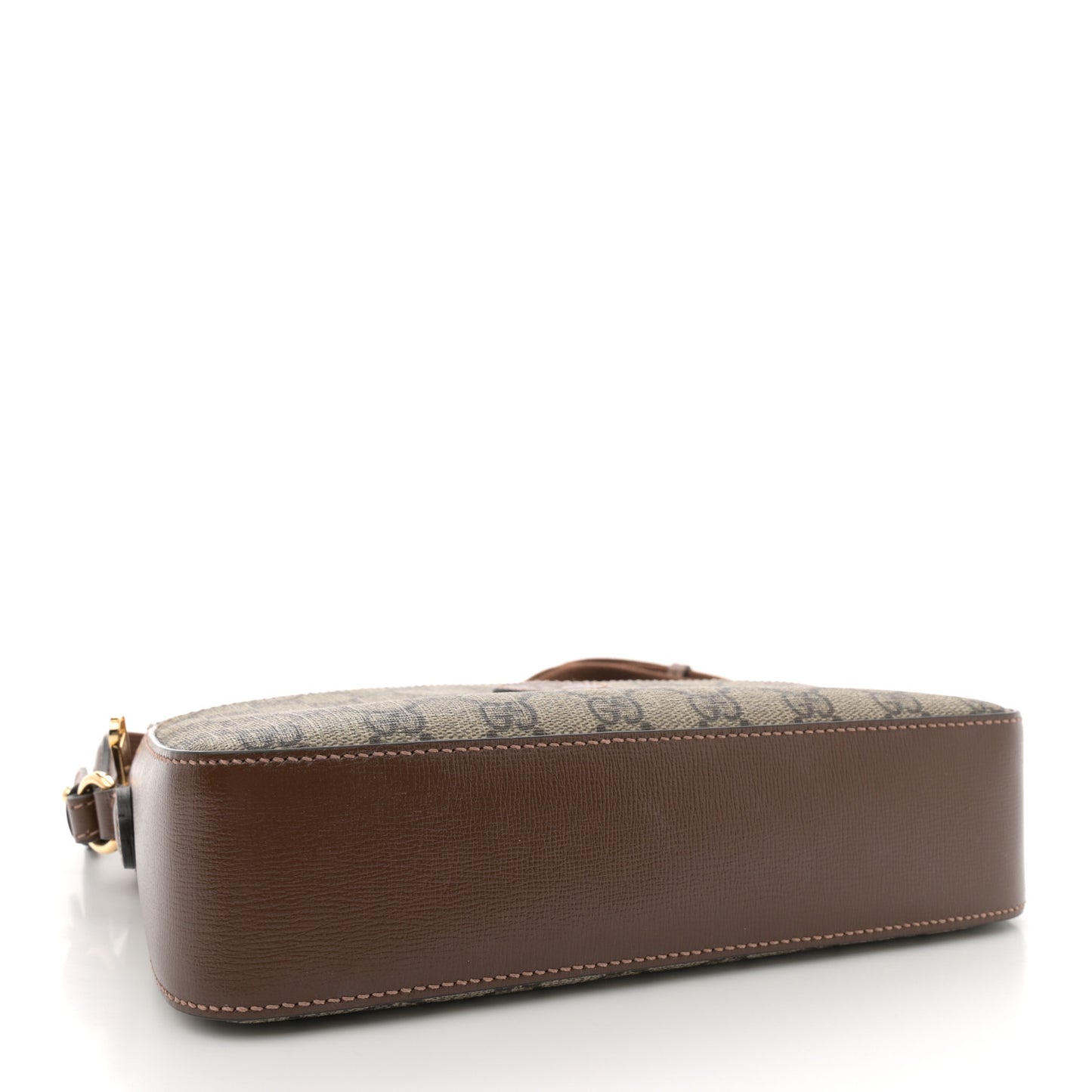 GG Supreme Monogram Azalea Calfskin Retro Interlocking G Messenger Shoulder Bag Beige Ebony Brown Sugar