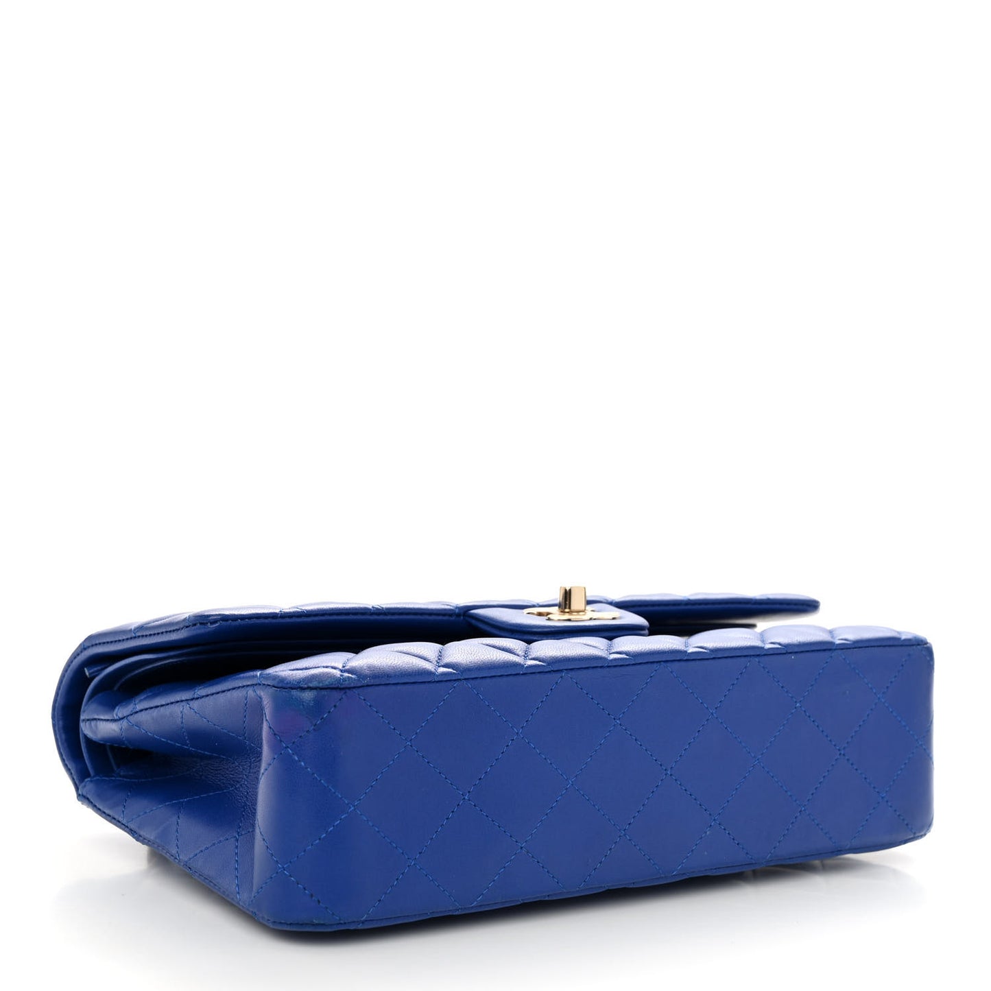 Lambskin Quilted Medium Double Flap Blue