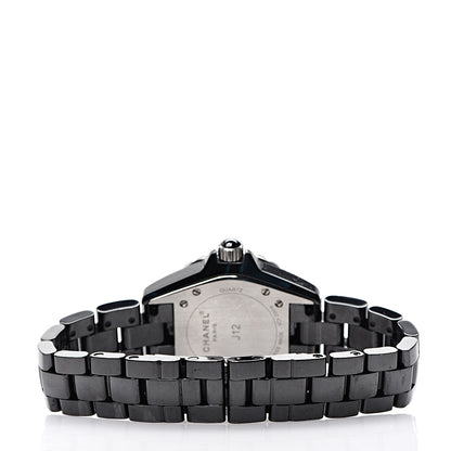 Chanel Stainless Steel Ceramic Diamond 33mm J12 Quartz Watch Black 3 of 8