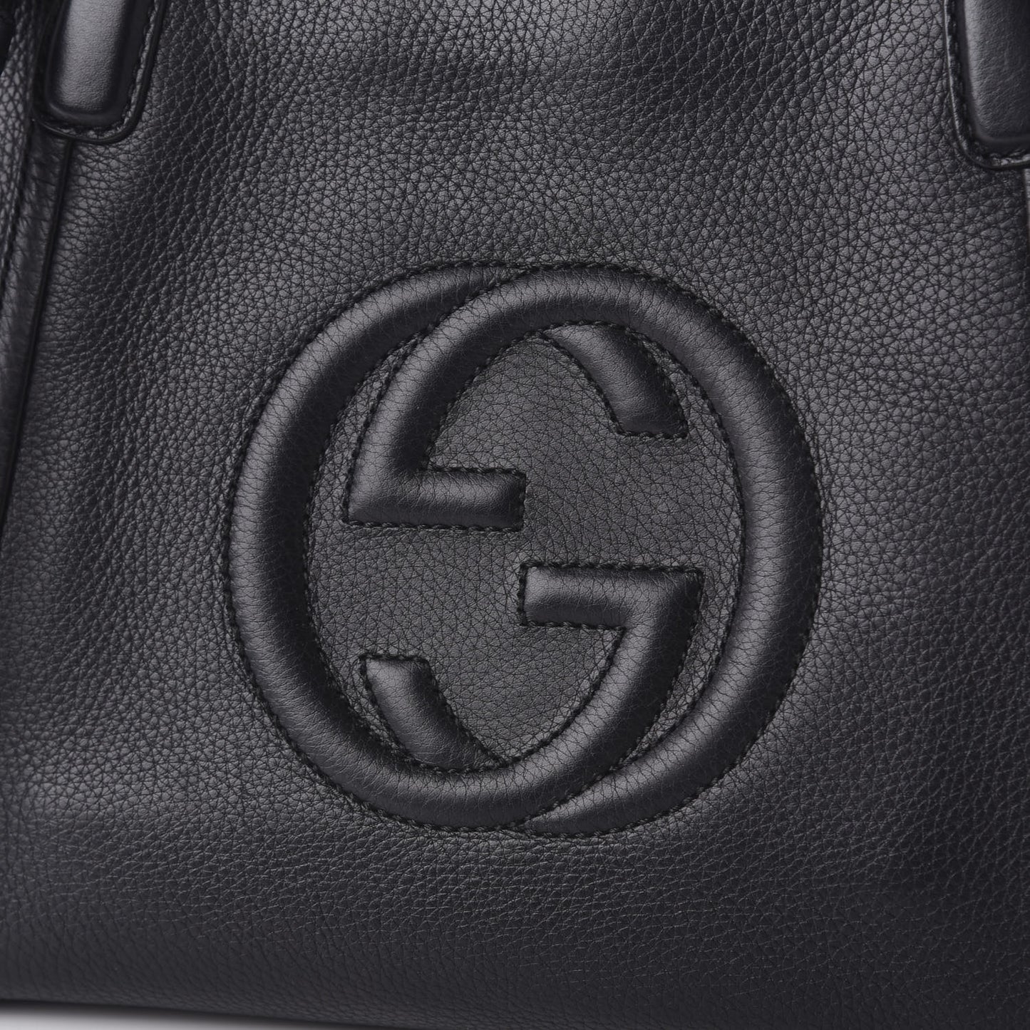 Pebbled Calfskin Small Soho Top Handle Bag Black