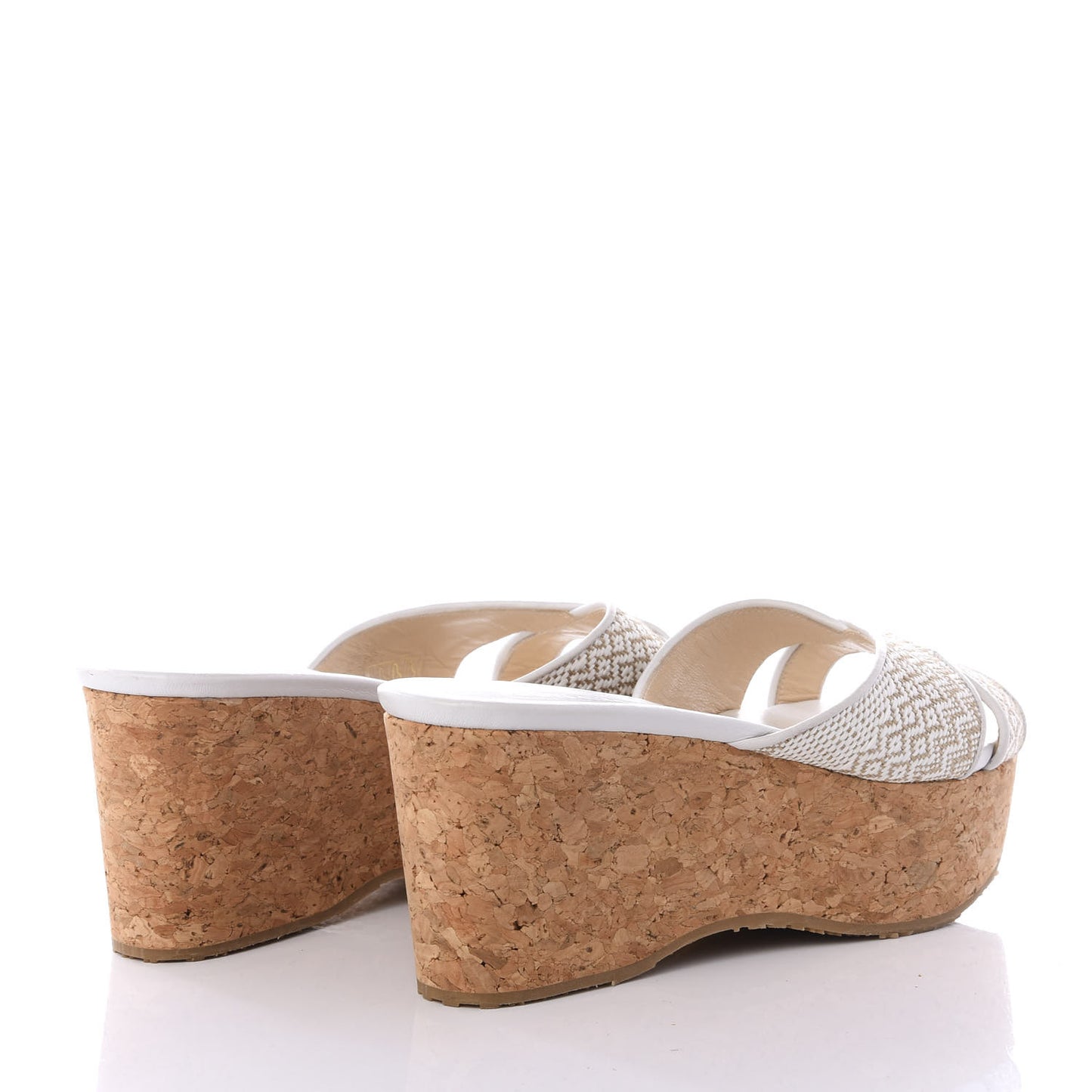 Woven Fabric Cork Prima Wedge Sandals 37 White Marble