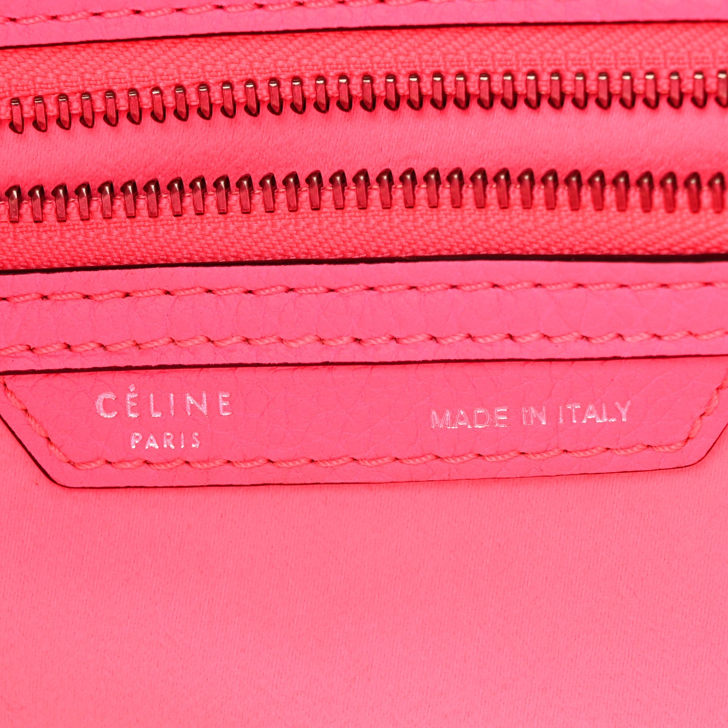 Celine Drummed Calfskin Mini Luggage Fluo Pink 6 of 13
