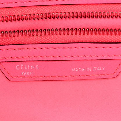 Celine Drummed Calfskin Mini Luggage Fluo Pink 6 of 13