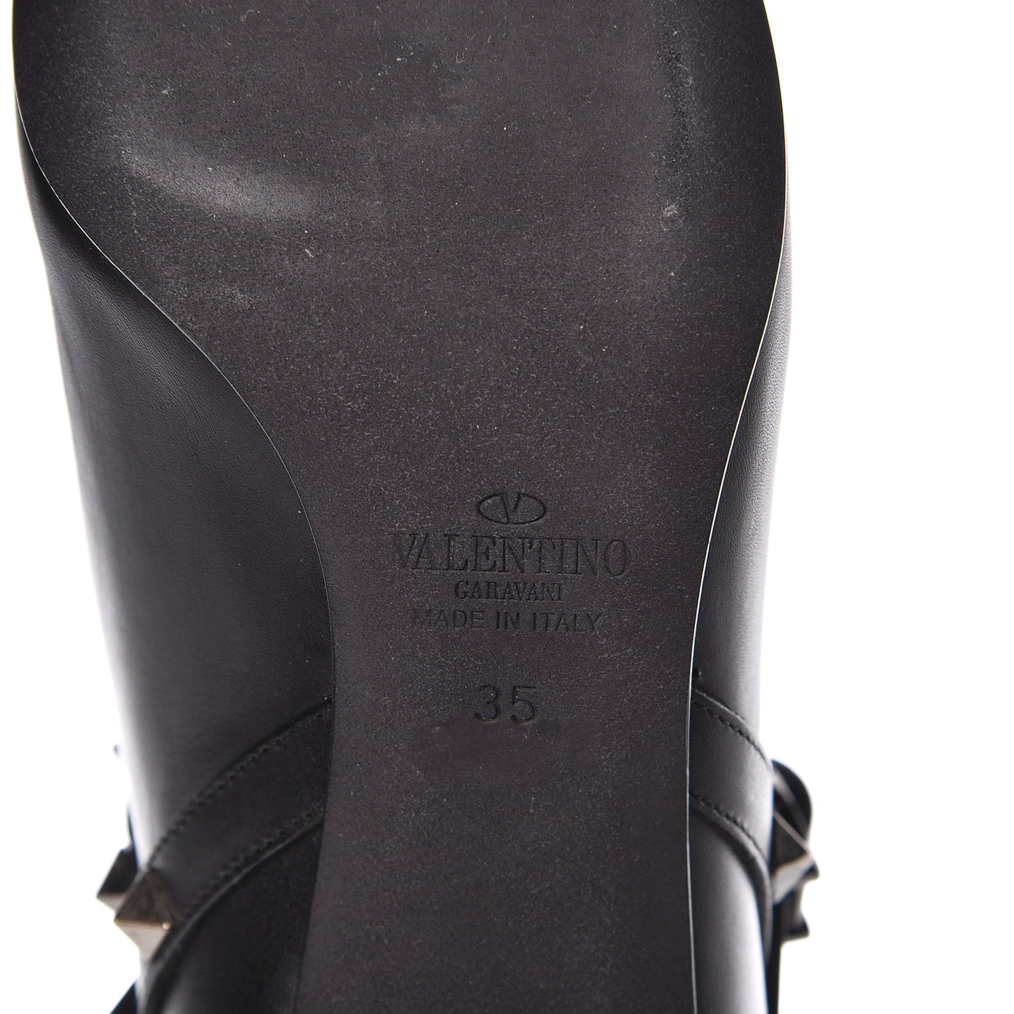 Calfskin Rockstud Double Buckle 65mm Ankle Boots 35 Black