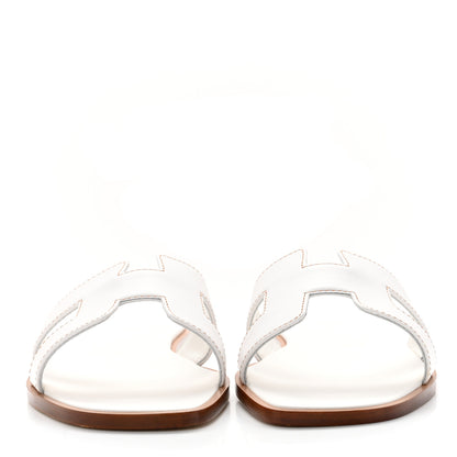 Hermes Box Calfskin Oran Sandals 39 White 2 of 8