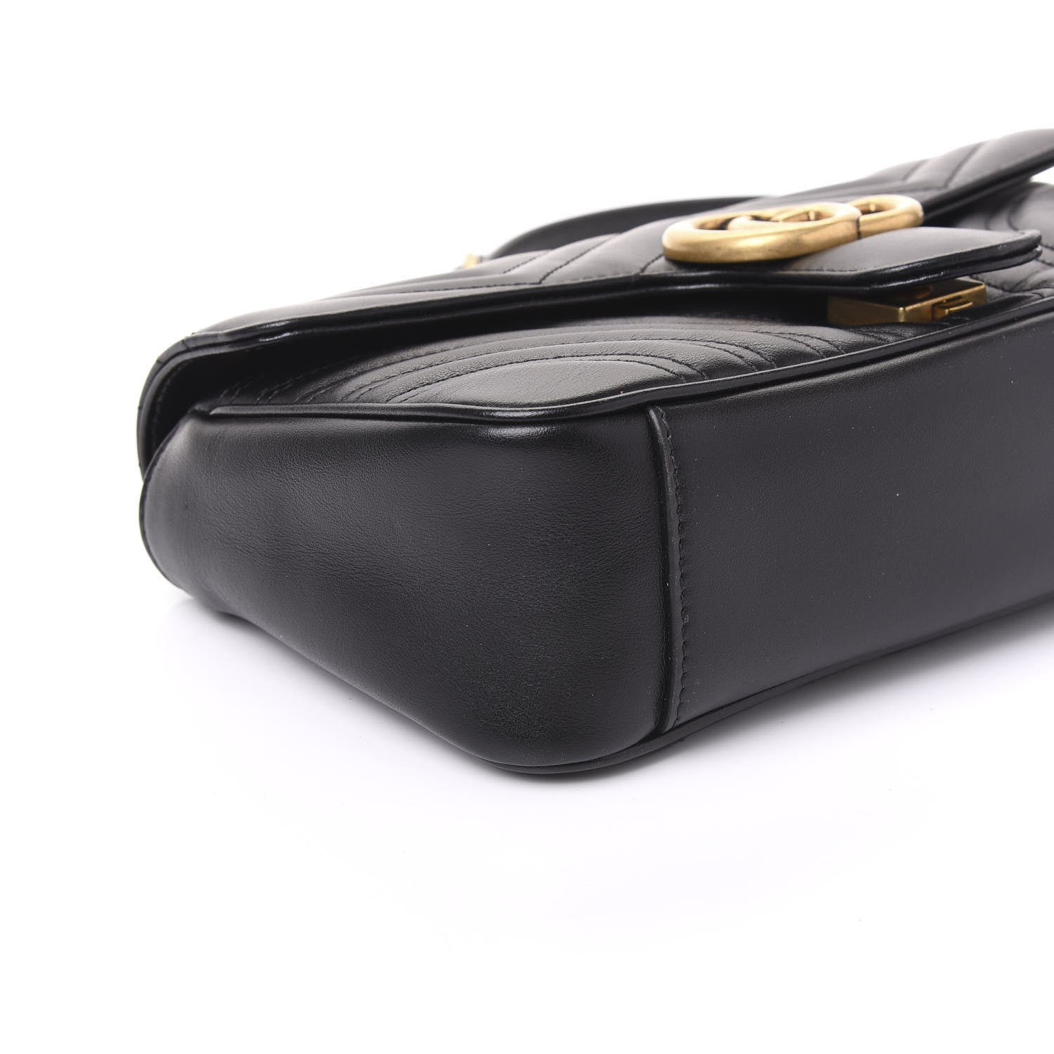 Gucci Calfskin Matelasse Small GG Marmont Shoulder Bag Black 5 of 10