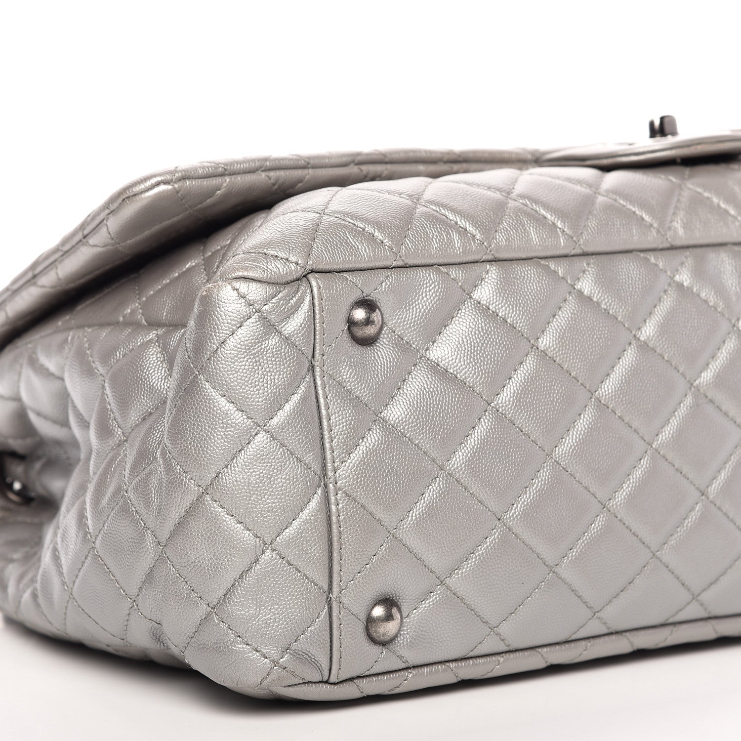 Chanel Metallic Caviar Quilted XXL Travel Flap Bag Silver 6 of 9