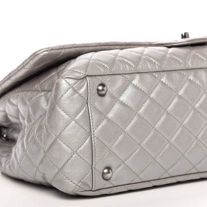 Chanel Metallic Caviar Quilted XXL Travel Flap Bag Silver 6 of 9