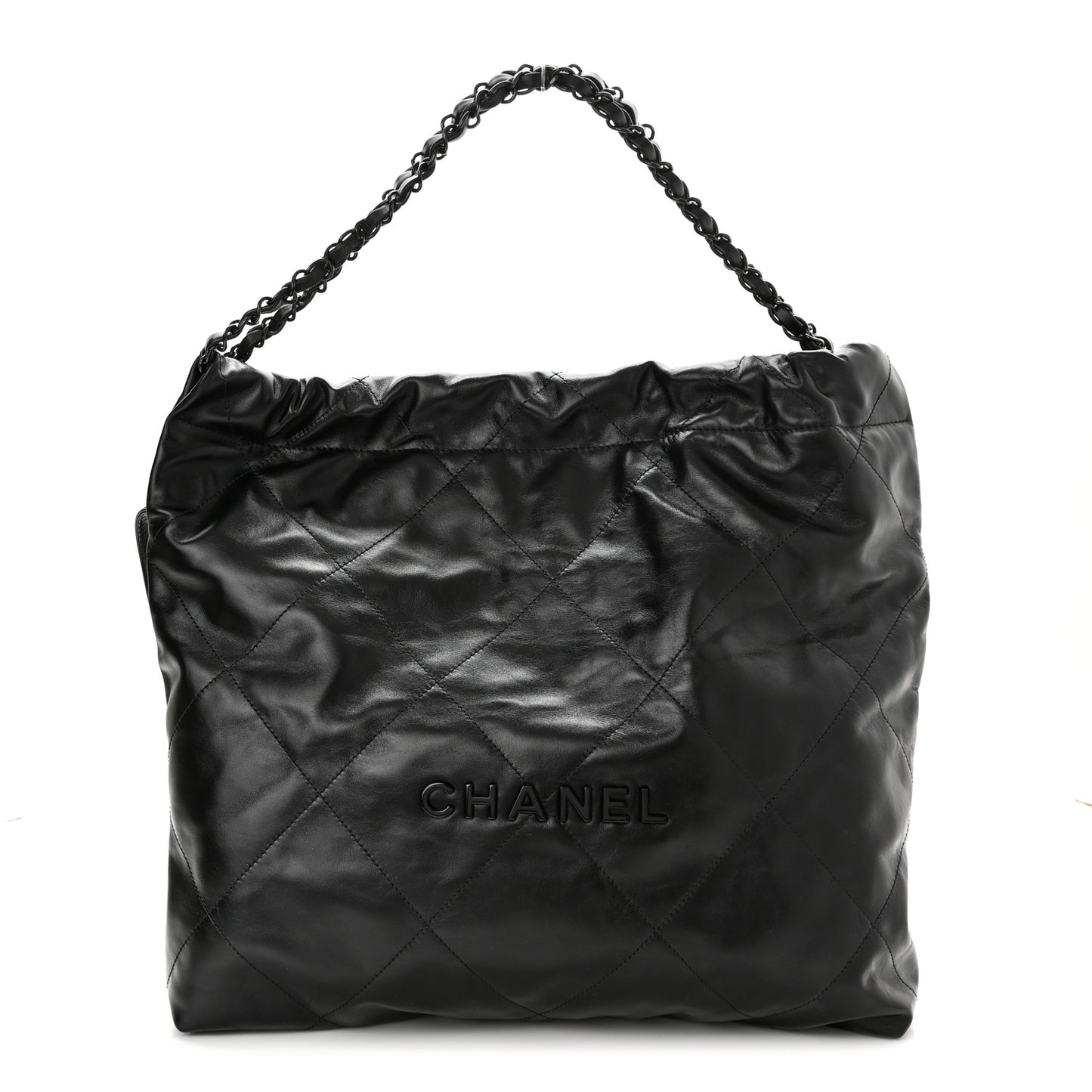 Shiny Calfskin Quilted Chanel 22 So Black