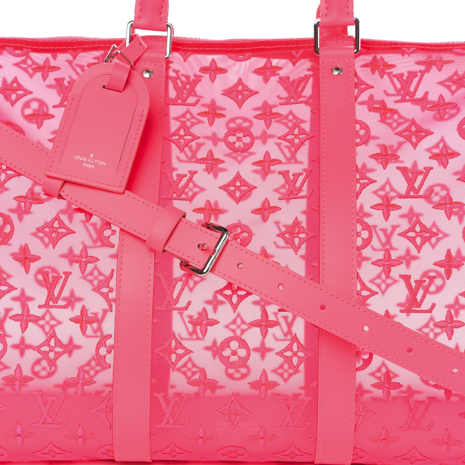 Louis Vuitton Monogram Fluo See Through Keepall Bandouliere 50 Rose 10 of 10