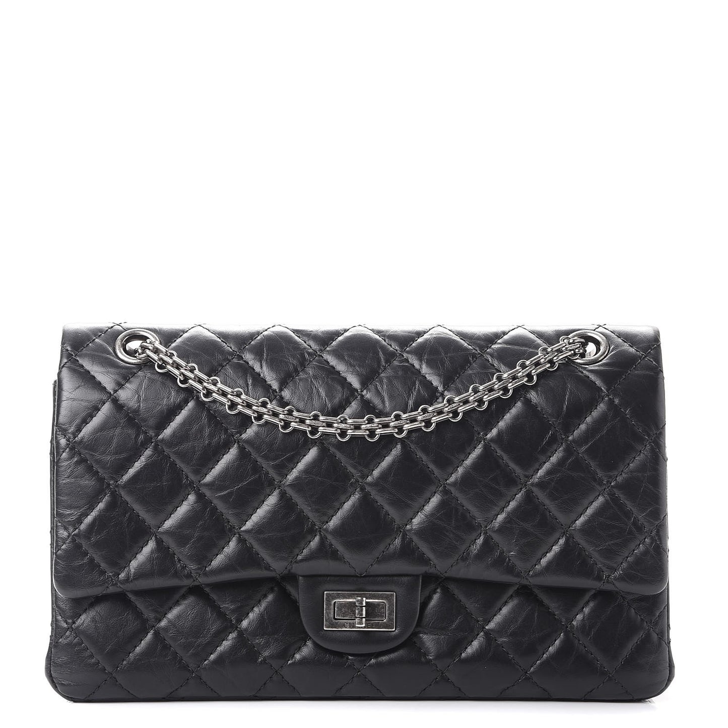 Aged Calfskin Quilted 2.55 Reissue 226 Flap Black