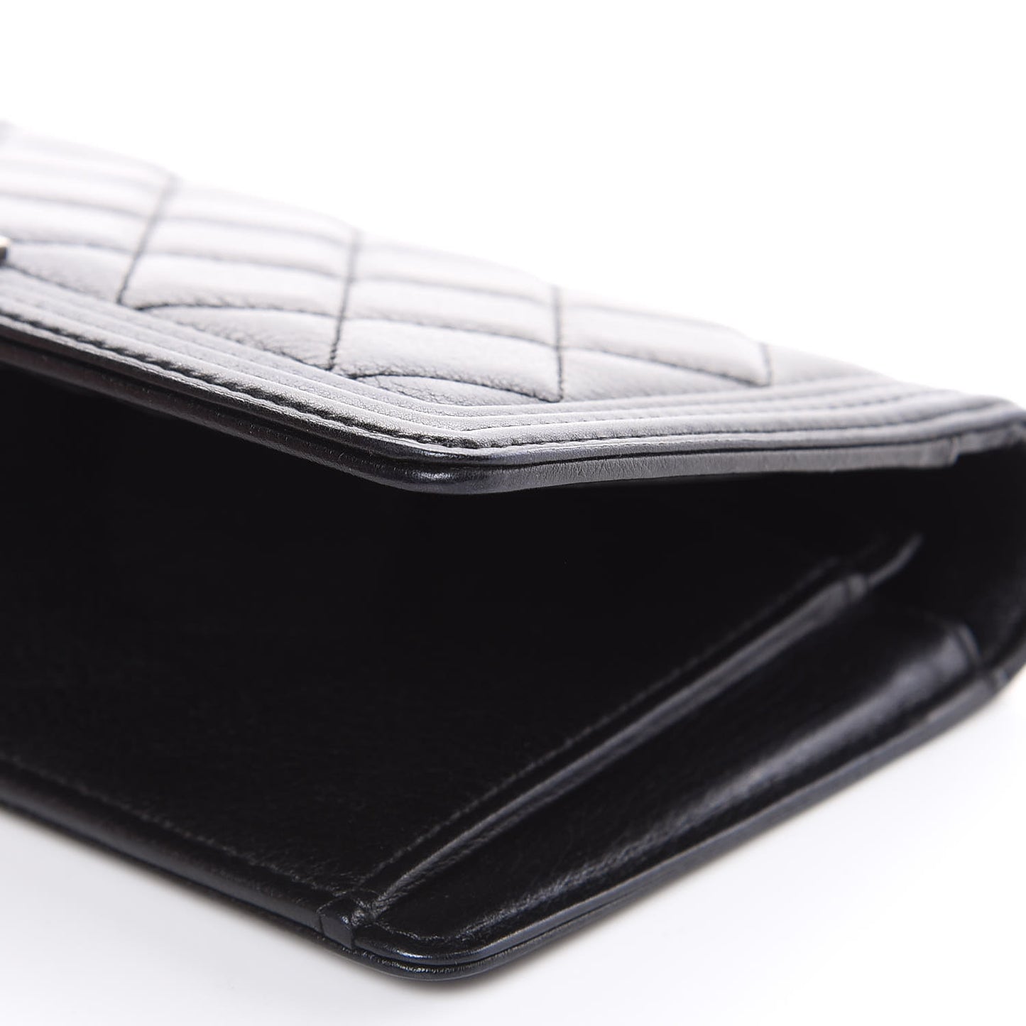 Calfskin Quilted Boy Yen Wallet Black