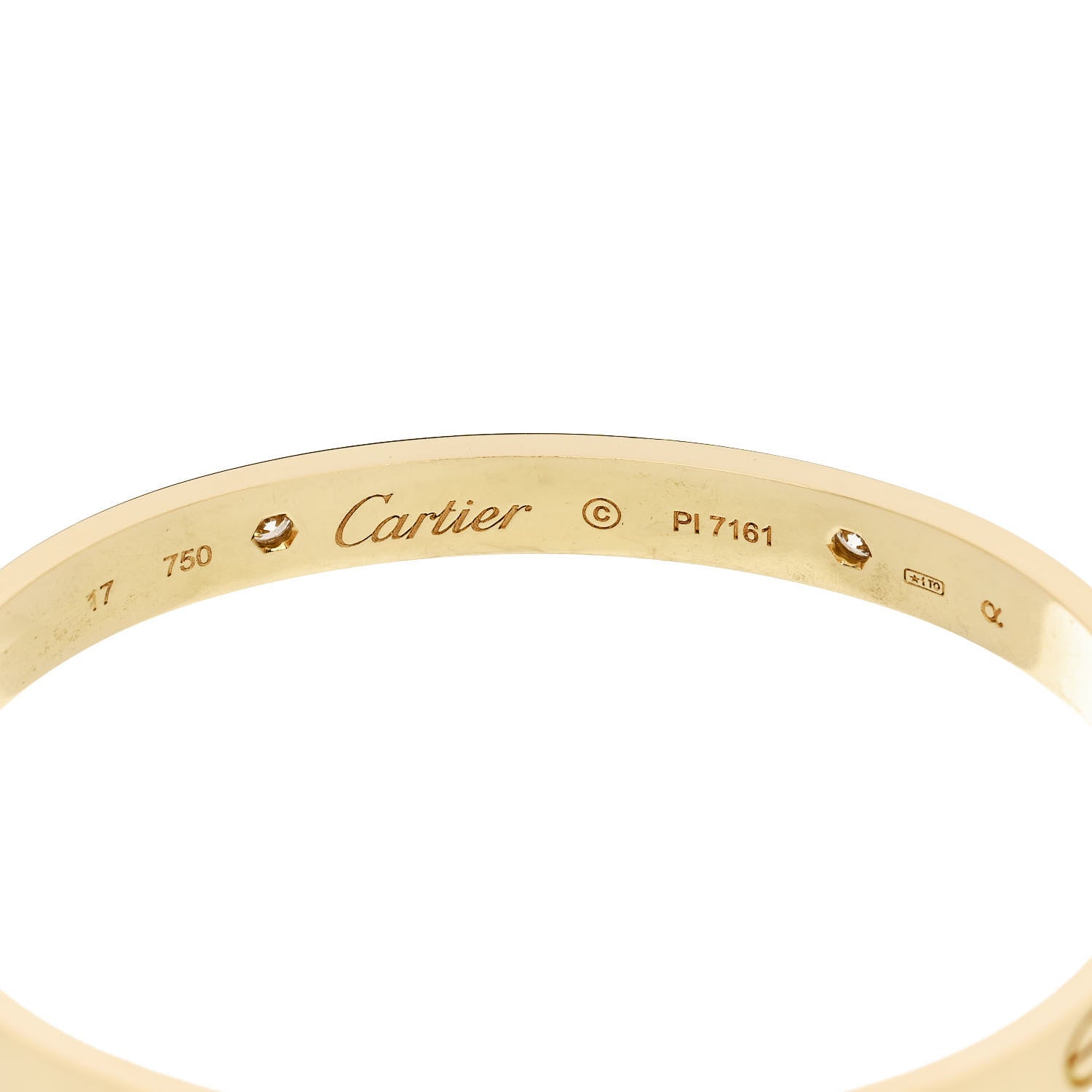 Cartier 18K Yellow Gold 4 Diamond LOVE Bracelet 17 5 of 7