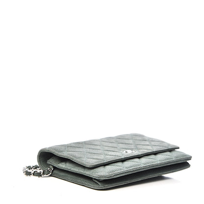 Chanel Iridescent Caviar Quilted Wallet On Chain WOC Green 4 of 11