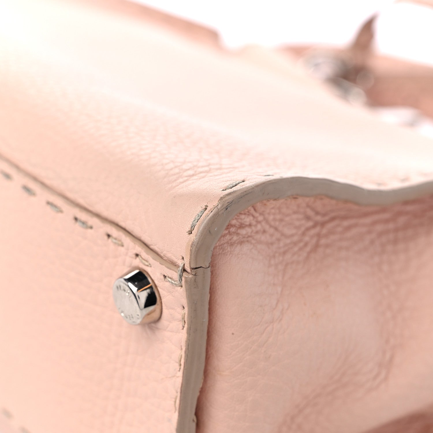 Fendi Cuoio Romano Selleria Bi-Color Medium Peekaboo Iconic Satchel Rosa Plaster Pesca 11 of 18