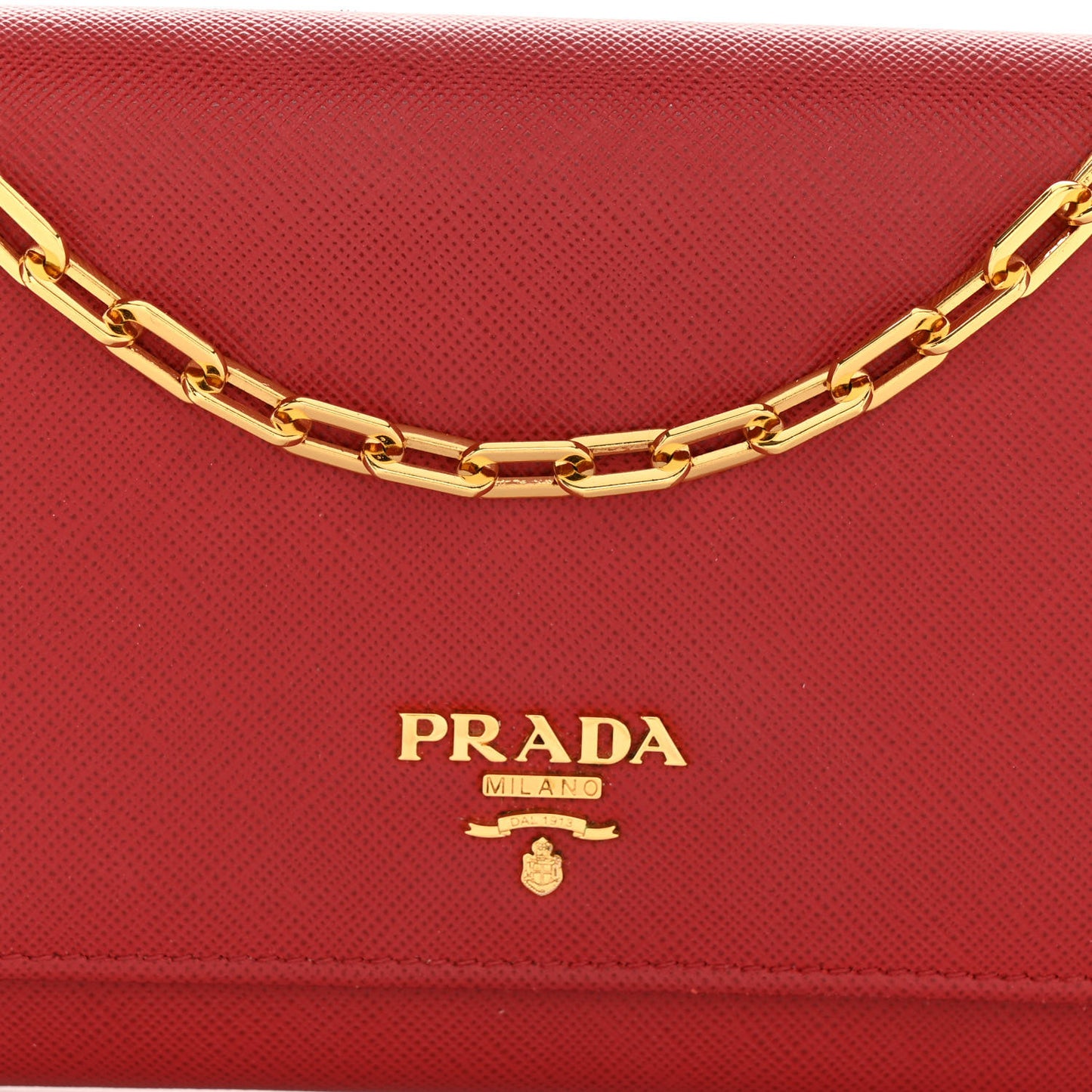 Saffiano Metal Large Chain Wallet Fuoco