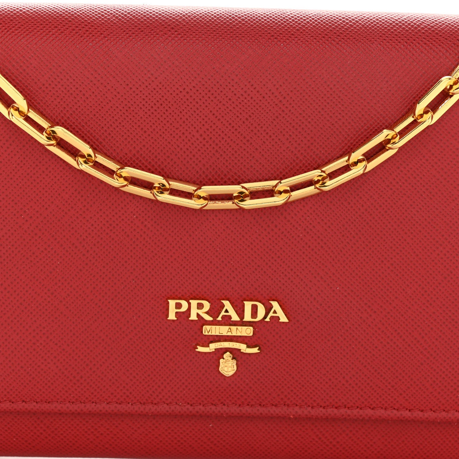 Prada Saffiano Metal Large Chain Wallet Fuoco 7 of 9