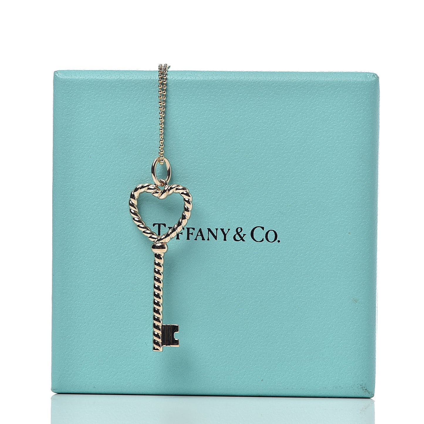 18K Rose Gold Twist Heart Key Pendant Necklace