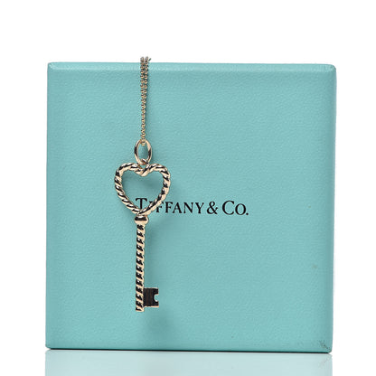 Tiffany 18K Rose Gold Twist Heart Key Pendant Necklace 9 of 9