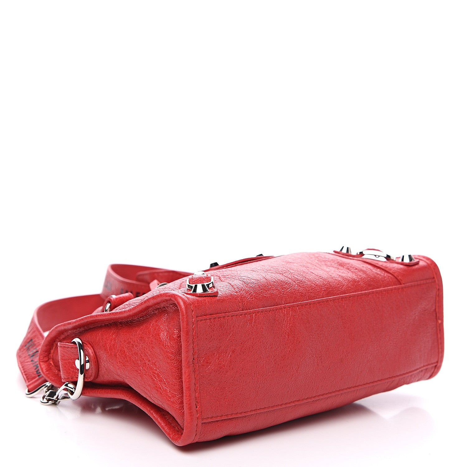 Balenciaga Agneau Classic Silver Hardware Mini City Logo Strap Rouge Cardinal Black 3 of 9