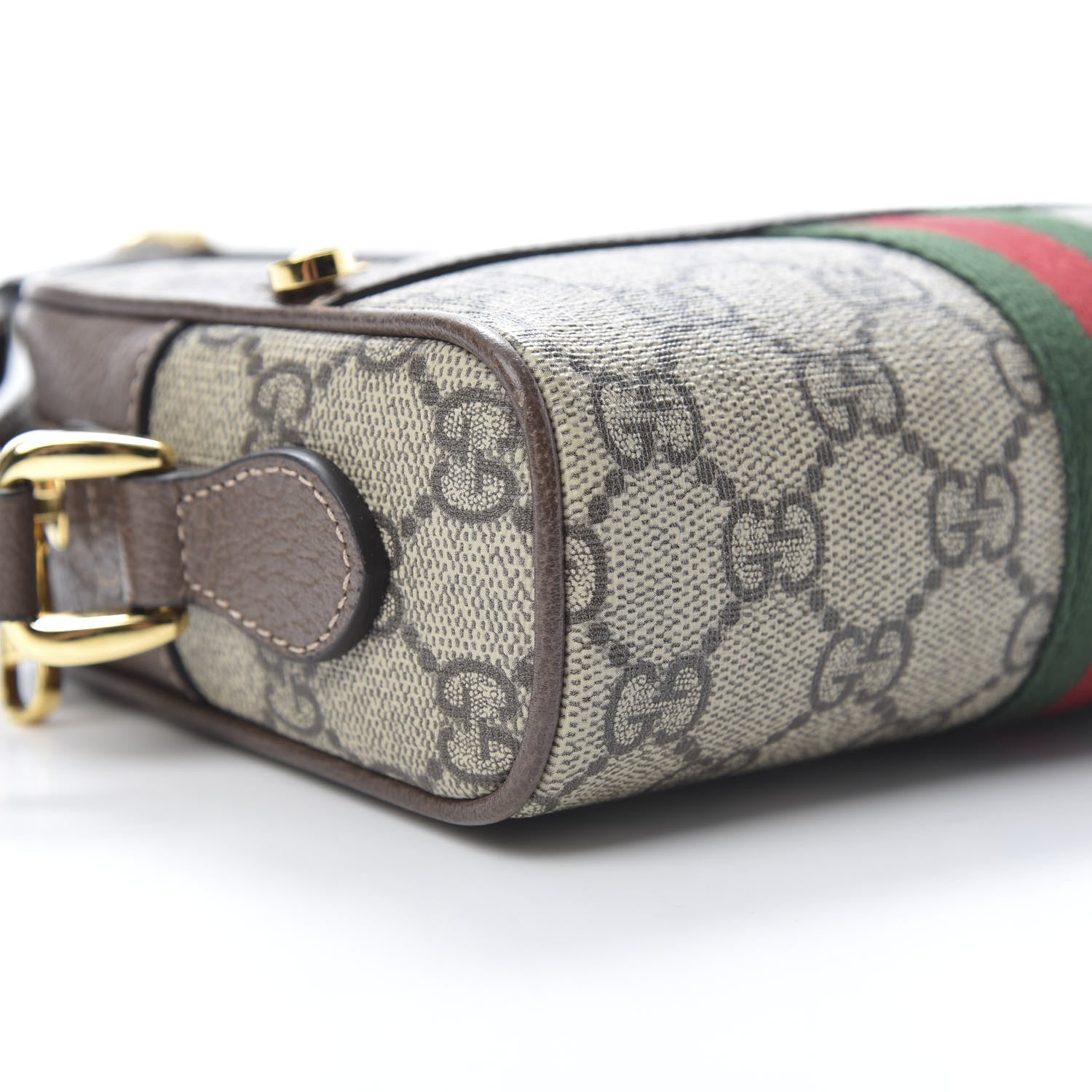 Gucci GG Supreme Monogram Web Mini Ophidia Shoulder Bag Brown 9 of 11
