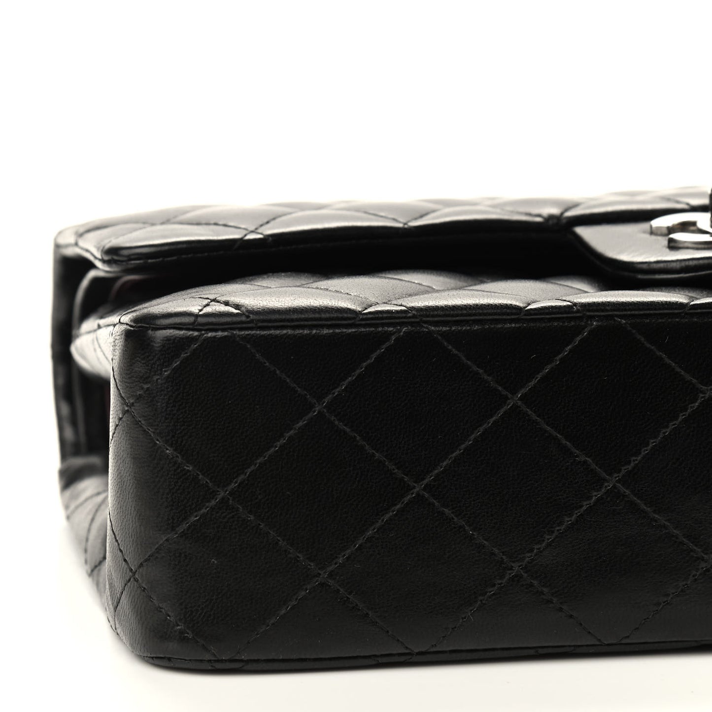 Lambskin Quilted Medium Double Flap Black