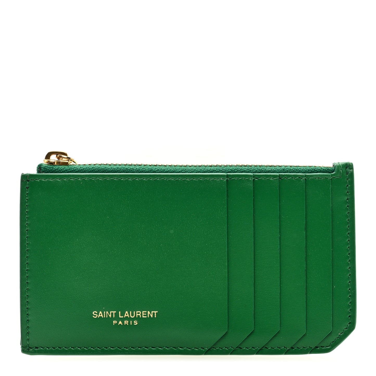Calfskin 5 Fragments Zip Pouch Card Holder New Vert Praire