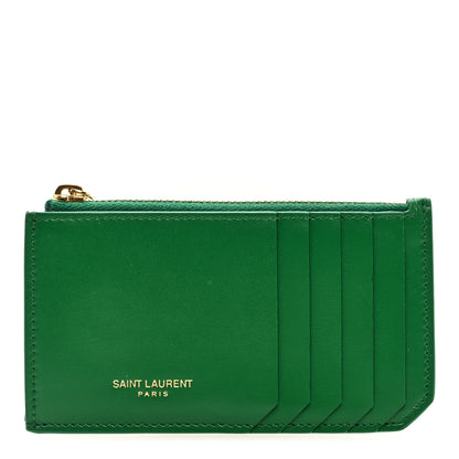 Saint Laurent Calfskin 5 Fragments Zip Pouch Card Holder New Vert Praire 1 of 6