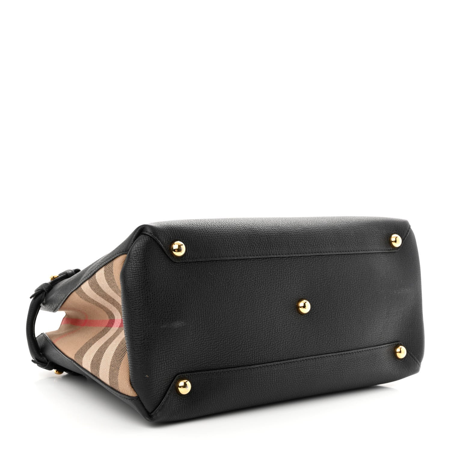 Burberry Grainy Calfskin House Check Medium Banner Tote Black 4 of 16