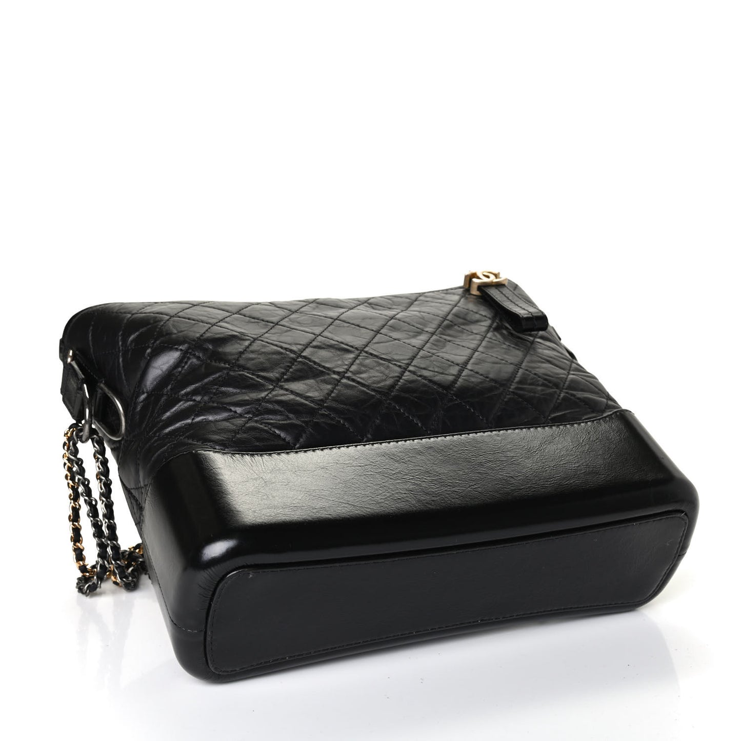 Aged Calfskin Quilted Medium Gabrielle Hobo Black